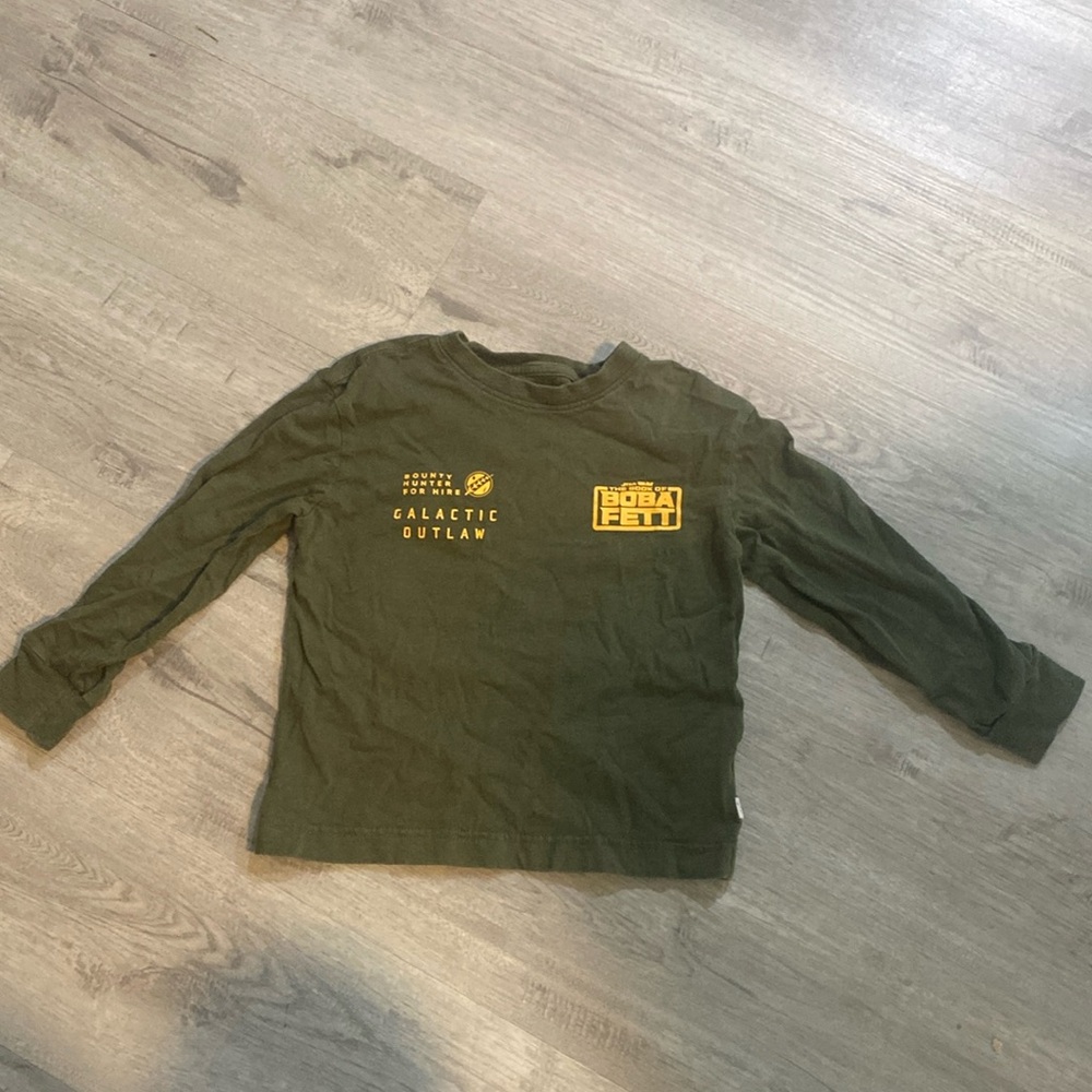 Boys Gap organic cotton Star Wars Army Green long sleeve size XS